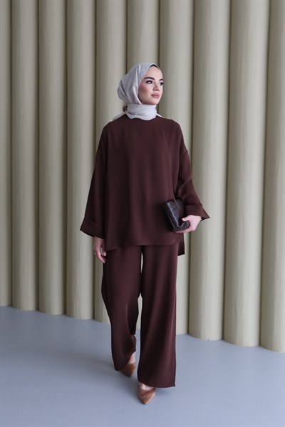 Mirella Pantolonlu Takım - Kahverengi 