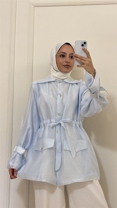 Tencel Ceket - Mavi 