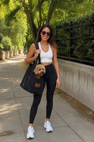 Tabanlı Jean Köpek Taşıma Çantası Siyah  0-8Kg Küçük ırklar