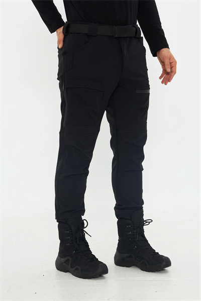 504 Taktikal Havalandırmalı Kışlık Softshel İçi Polarlı Siyah Pantolon