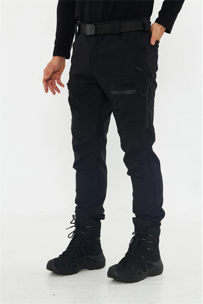 504 Taktikal Havalandırmalı Kışlık Softshel İçi Polarlı Siyah Pantolon