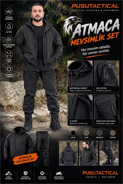 Atmaca Mevsimlik 5'li (Botlu) Siyah Set