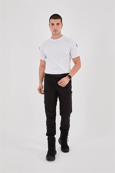 Beyaz Bisiklet Yaka Taktikal T-shirt