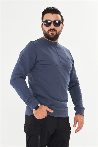 Bisiklet yaka %100 Pamuk Sweat Füme