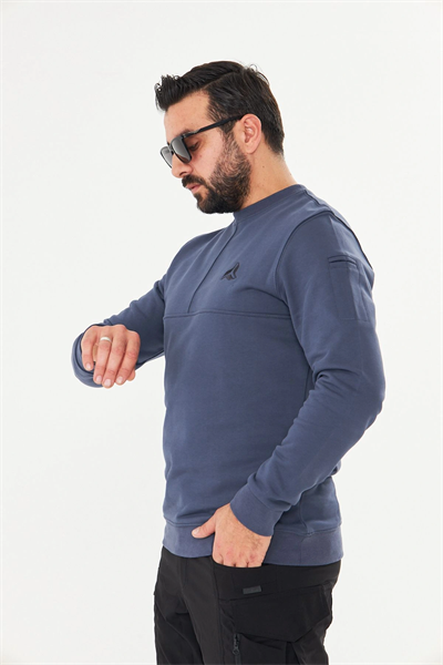 Bisiklet yaka %100 Pamuk Sweat Füme