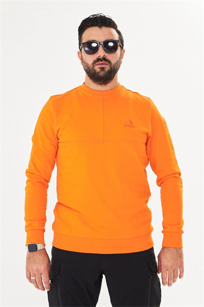 Bisiklet yaka %100 Pamuk Sweat Oranj