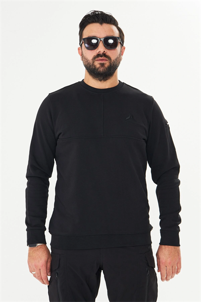 Bisiklet Yaka %100 Pamuk Sweat Siyah