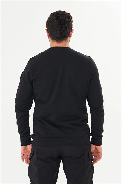 Bisiklet Yaka %100 Pamuk Sweat Siyah