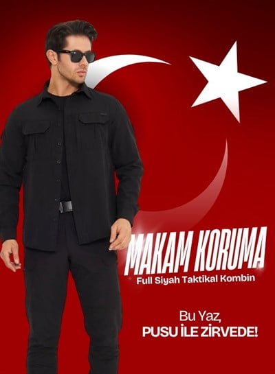 Full Siyah Taktikal Makam Koruma Kombini