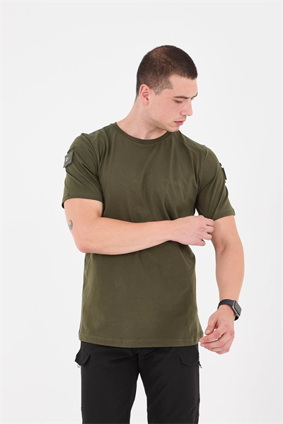 Haki Bisiklet Yaka Taktikal T-shirt