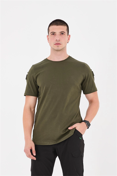 Haki Bisiklet Yaka Taktikal T-shirt