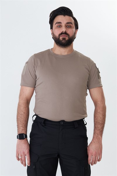 İSSİ 404 Patchli Dry Touch Tshirt Çöl