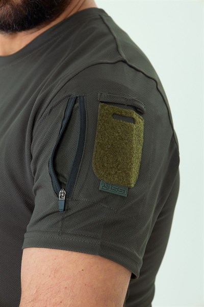 İSSİ 404 Patchli Dry Touch Tshirt Haki