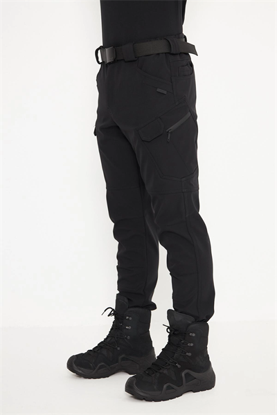 İSSİ 500 Taktikal Kışlık Softshel İçi Polarlı Siyah Pantolon