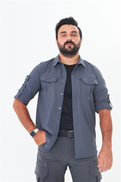 İssi 706 Taktik Tek Bayrak Pençli Antrasit Gömlek