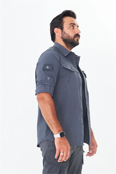İssi 706 Taktik Tek Bayrak Pençli Antrasit Gömlek