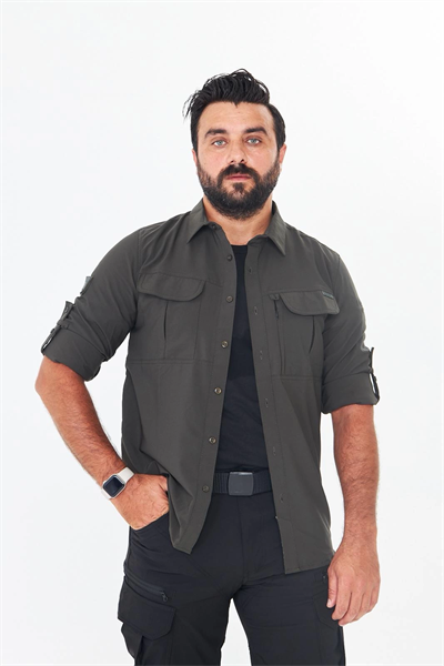 İssi 706 Taktik Tek Bayrak Pençli Haki Gömlek