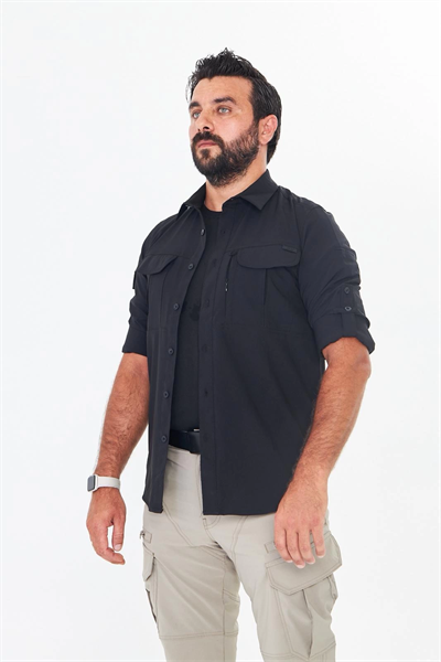 İssi 706 Taktik Tek Bayrak Pençli Siyah Gömlek