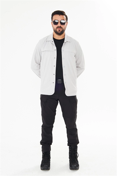 İssi İçi Astarlı Çıtlıçıtlı Gömlek A.Gri