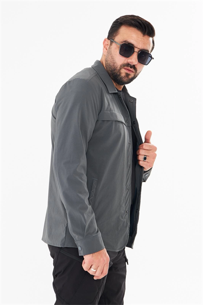 İssi İçi Astarlı Çıtlıçıtlı Gömlek Antrasit