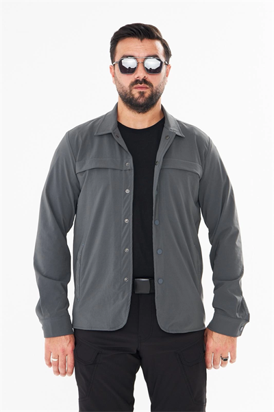 İssi İçi Astarlı Çıtlıçıtlı Gömlek Antrasit