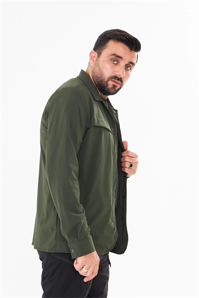 İssi İçi Astarlı Çıtlıçıtlı Gömlek Haki