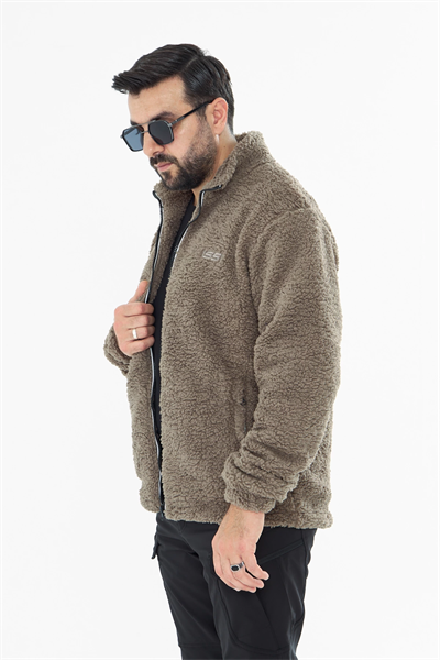 İSSİ İçi Astarlı Çöl Peluş Hırka