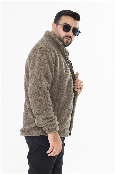 İSSİ İçi Astarlı Çöl Peluş Hırka