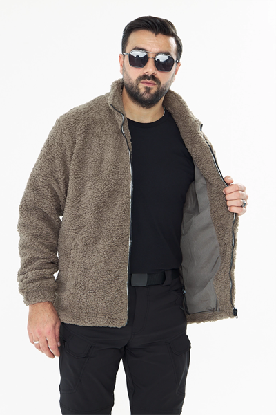 İSSİ İçi Astarlı Çöl Peluş Hırka
