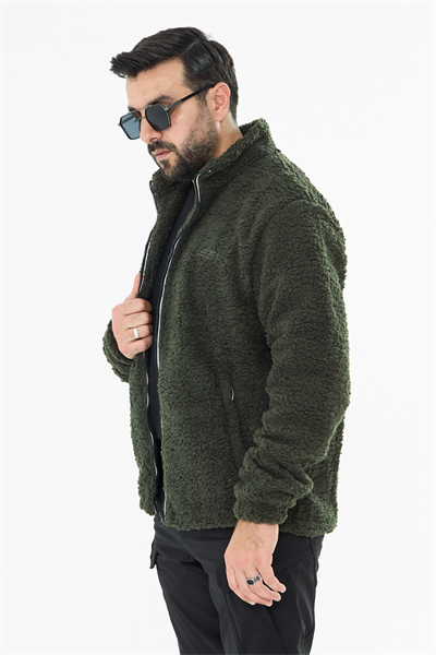 İSSİ İçi Astarlı Haki Peluş Hırka