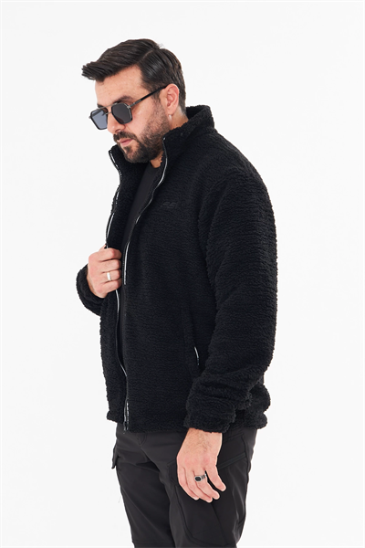 İSSİ İçi Astarlı Siyah Peluş Hırka