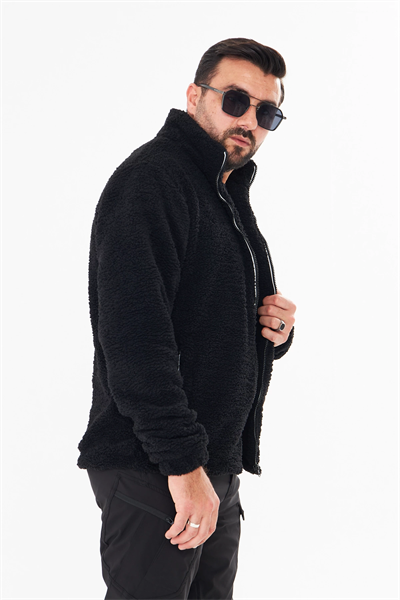 İSSİ İçi Astarlı Siyah Peluş Hırka