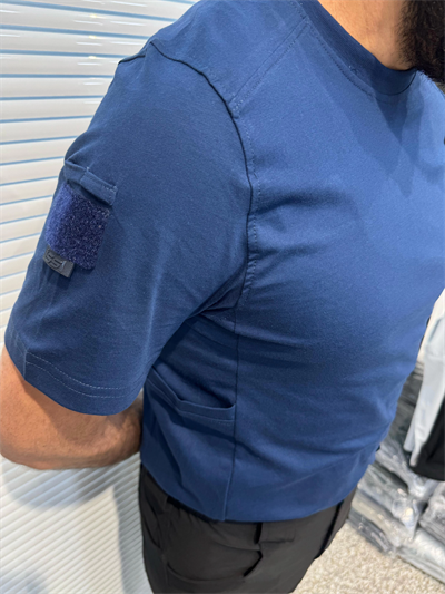 Lacivert Bisiklet Yaka Taktikal T-shirt