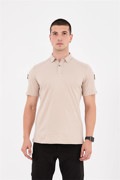 Polo Yaka Taktik Tshirt Bej