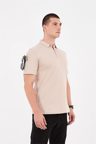 Polo Yaka Taktik Tshirt Bej