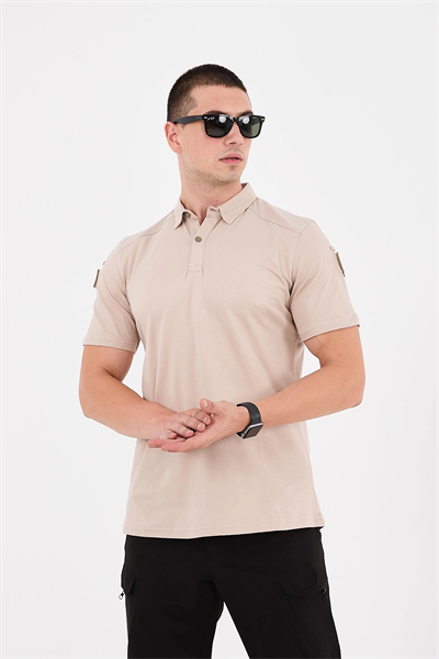 Polo Yaka Taktik Tshirt Bej