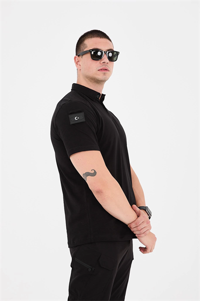 Polo Yaka Taktik Tshirt Siyah