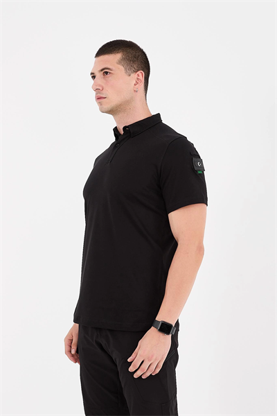 Polo Yaka Taktik Tshirt Siyah