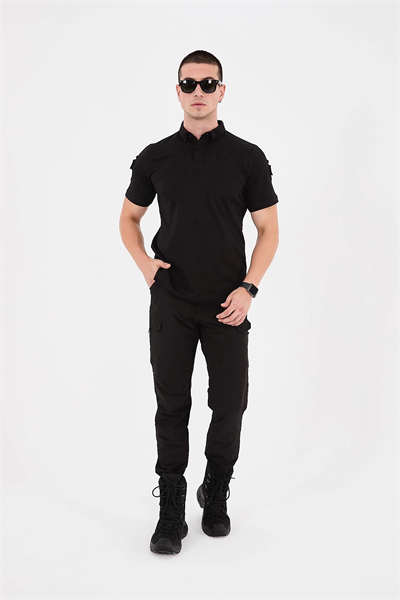 Polo Yaka Taktik Tshirt Siyah