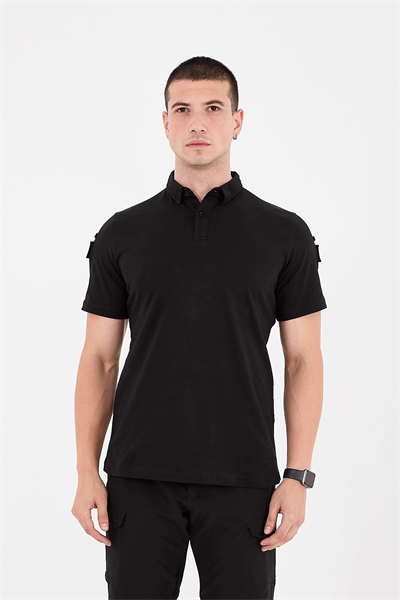 Polo Yaka Taktik Tshirt Siyah