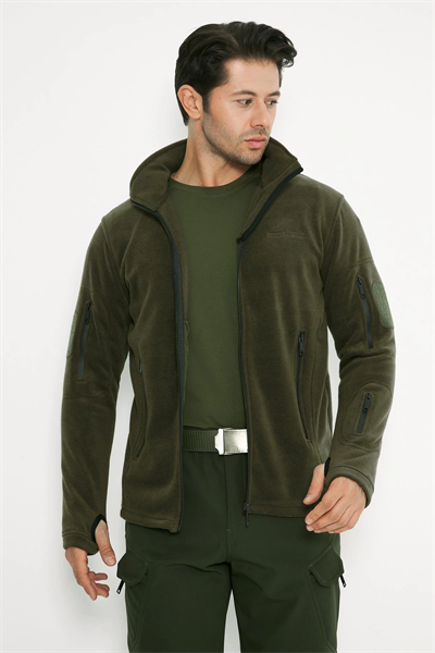 Tactical Outdoor Taktik Hırka Dik Yaka Polar Fermuarlı Polar Haki