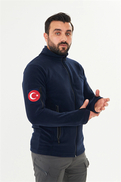 Tactical Outdoor Taktik Hırka Dik Yaka Polar Fermuarlı Polar Lacivert