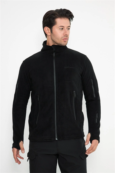 Tactical Outdoor Taktik Hırka Dik Yaka Polar Fermuarlı Polar Siyah
