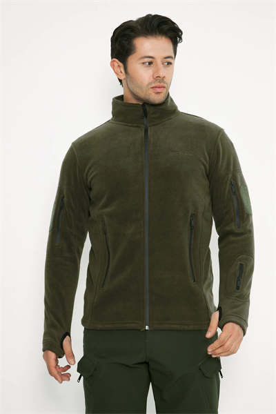 Tactical Outdoor Taktik Hırka Dik Yaka Polar Fermuarlı Polar Haki