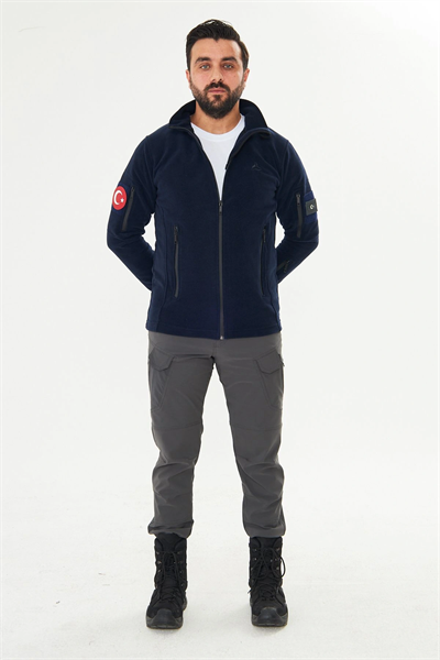 Tactical Outdoor Taktik Hırka Dik Yaka Polar Fermuarlı Polar Lacivert