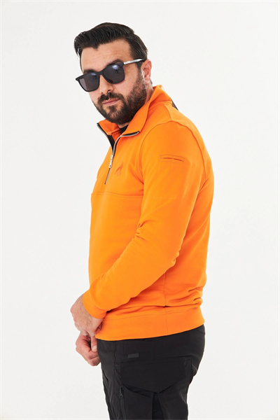 Yarım Fermuarlı %100 Pamuk Sweat Oranj