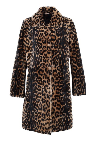COSTA Kadın Leopar Hakiki Kürk Kaban