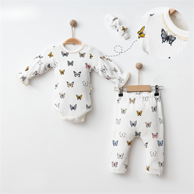 Kelebek Baskılı 3'lü takım