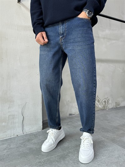 Eskitme Mavi Rahat Kalıp Boyfriend Jean Pantolon