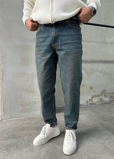 Urban Style Rahat Kalıp Eskitme Yeşil Boyfriend Jean